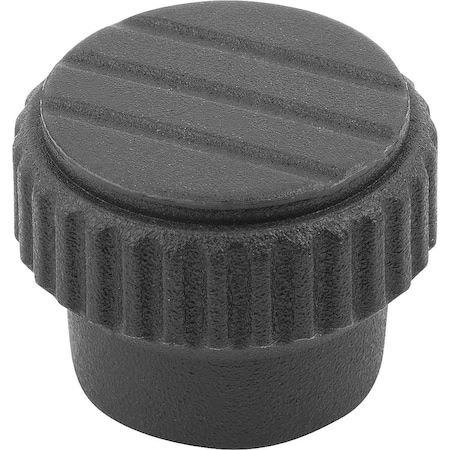 Knurled Knob Size:0 D=M04 H=11,5 Thermoplastic, Black Ral7021, Comp:Stainless Steel